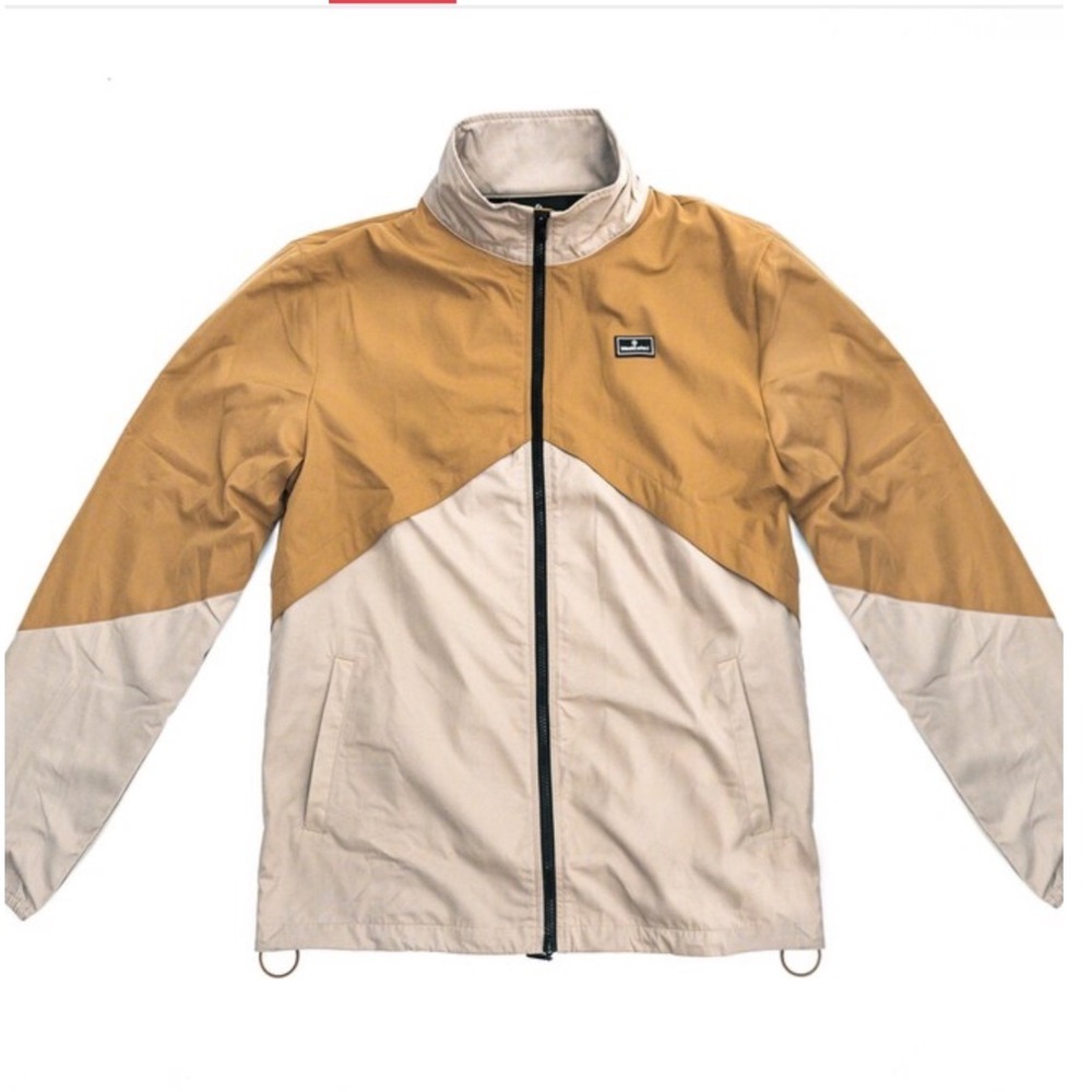 Blackballed Chevron Golf‎ Jacket Mens Small Tan Brown Lightweight Full Zip